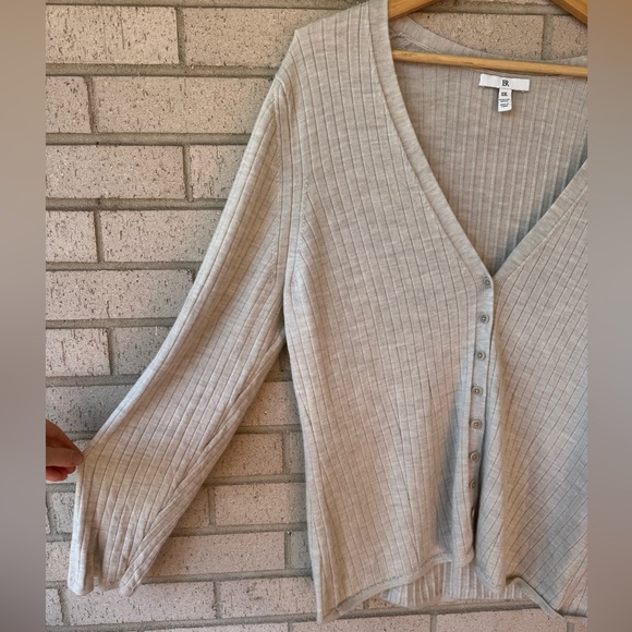 Banana Republic Beige Oatmeal Merino Wool Ribbed Cardigan XXL - Picture 2 of 8